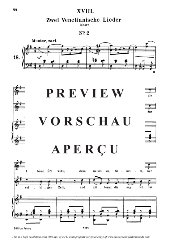 Product gallery: Page 2 of 3 Venetianisches Lied II Op.25 No.18, , Medium Voice and Piano