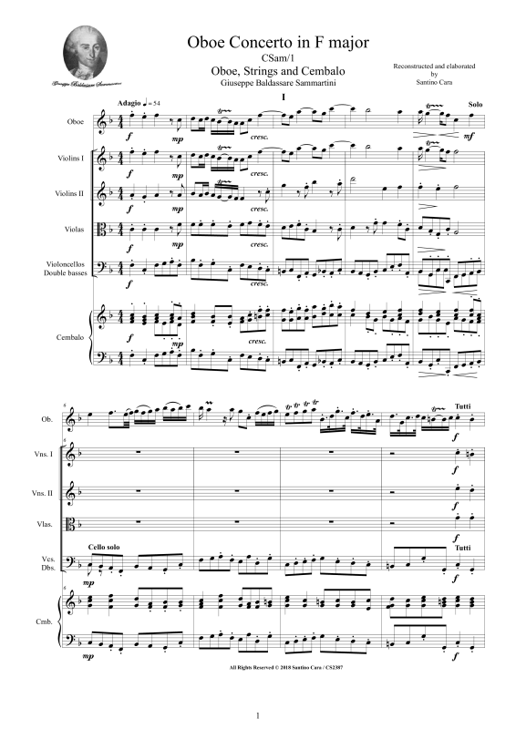 Produktbild zu: Oboen Konzert in F-Dur Nr. 1Giuseppe Baldassare Sammartini
