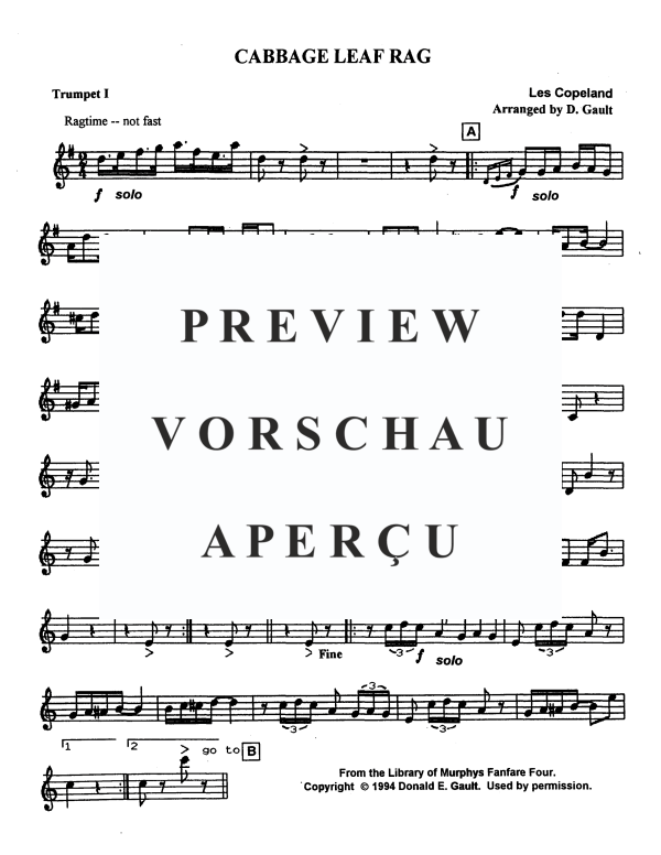 Produktgalerie: Seite 8 von 11 Cabbage Leaf Rag, , Blechbläser Quartett 2 Trompeten und 2 Posaunen
