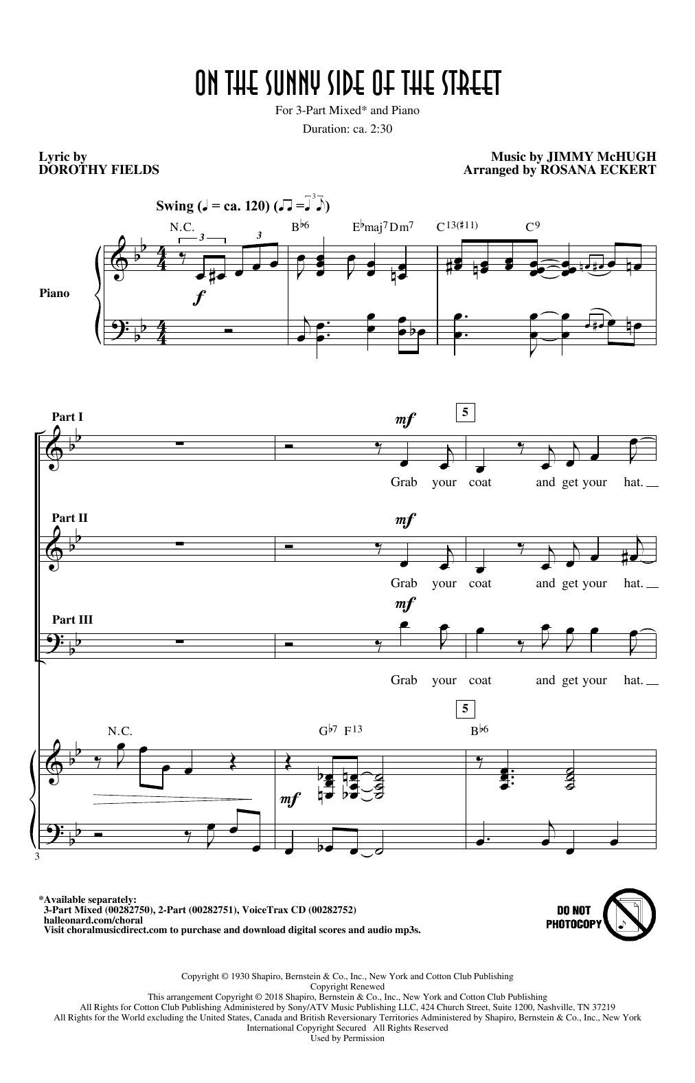 Product picture to: On The Sunny Side Of The Street (arr. Rosana Eckert)
