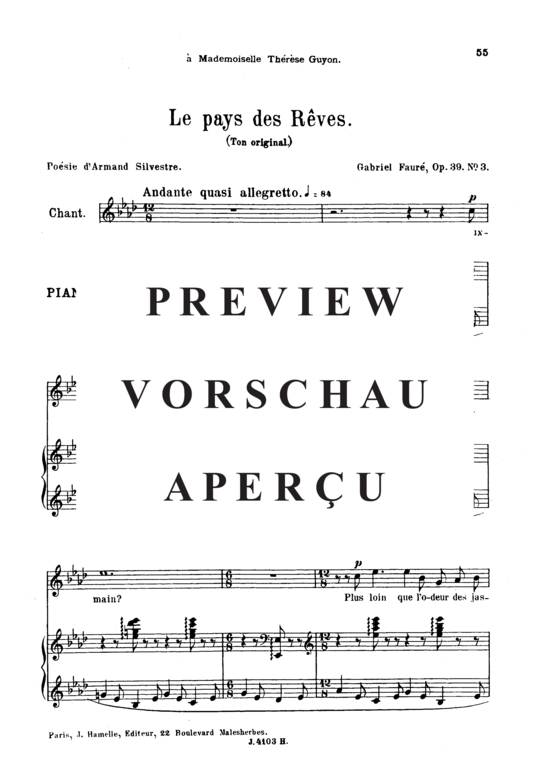 gallery: Le pays des rêves Op.39 No.3 , , (Gesang hoch + Klavier)