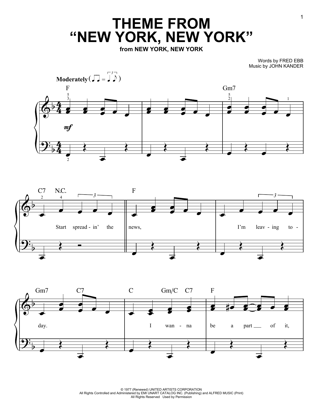 Produktbild zu: Theme From "New York, New York"
