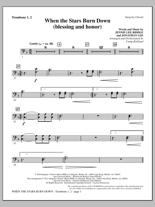 Produktgalerie: Seite 1 von 1 When The Stars Burn Down (Blessing And Honor) - Trombone 1 & 2, Camp Kirkland, Chor