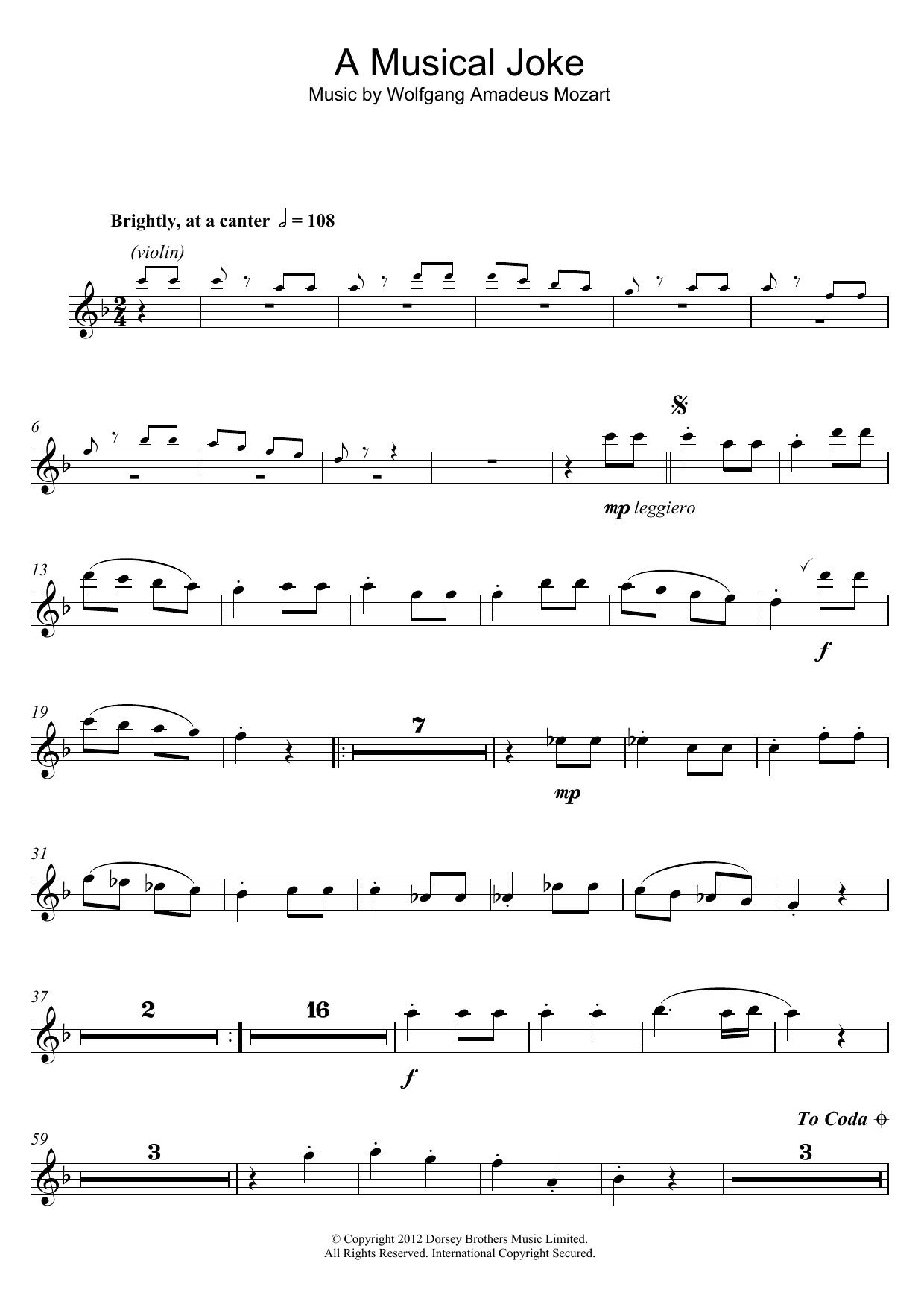 Product gallery: Page 1 of 1 A Musical Joke, Wolfgang Amadeus Mozart