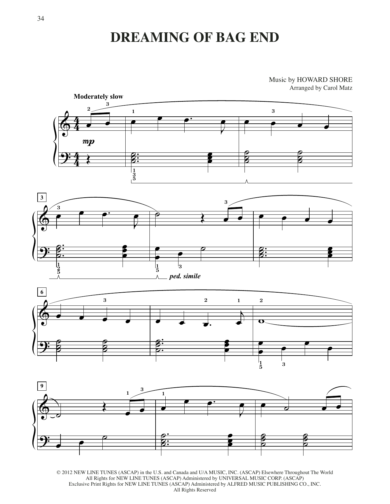 Produktbild zu: Dreaming Of Bag End (from The Hobbit: An Unexpected Journey) (arr. Carol Matz)