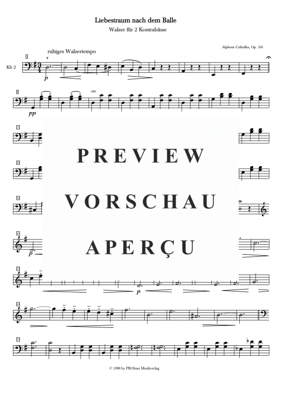 gallery: Liebestraum nach dem Balle - Walzer, , Double Bass 1 and 2 Single Parts