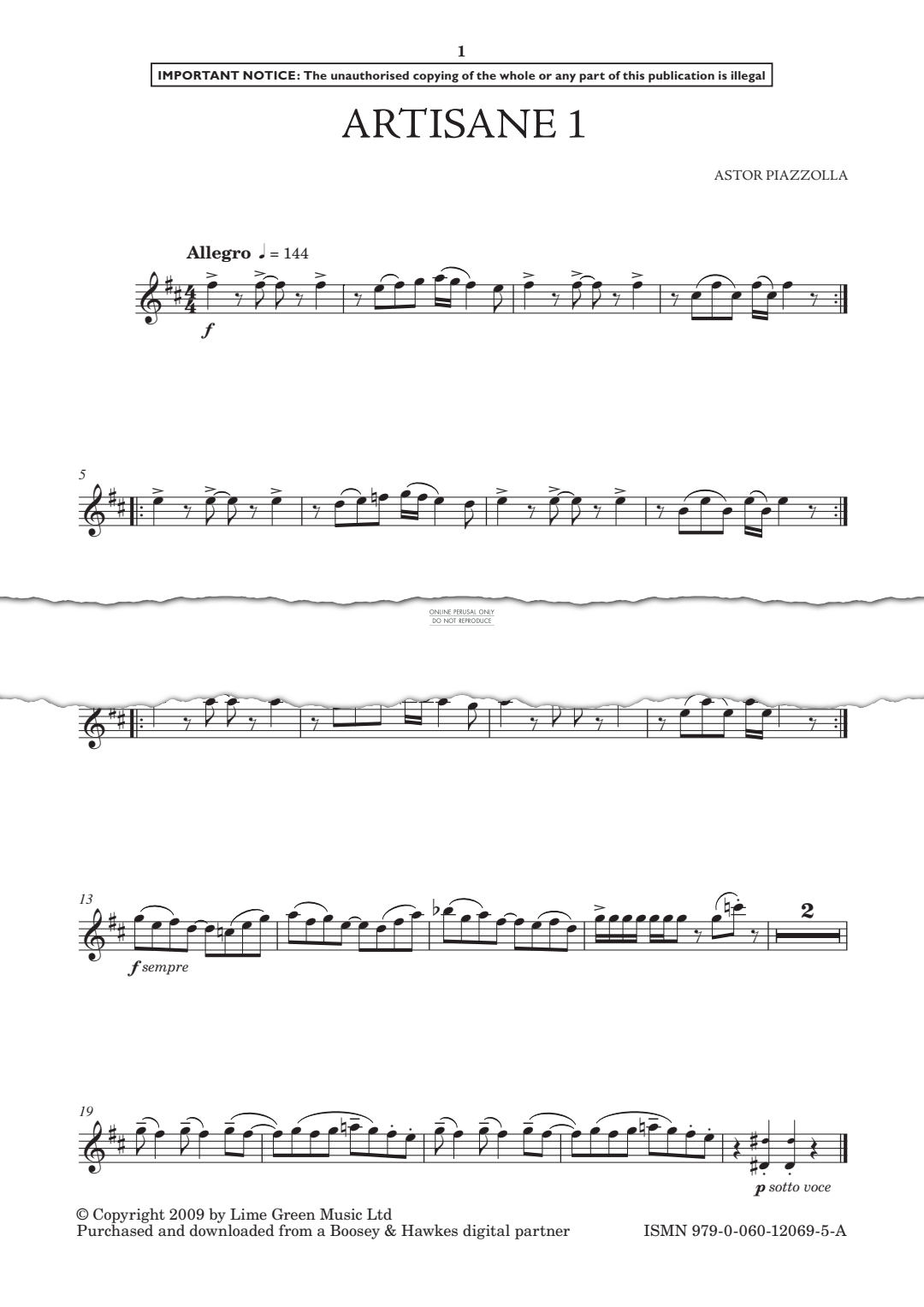 Produktgalerie: Seite 1 von 1 Artisane 1, Astor Piazzolla, Flöte, Klavier