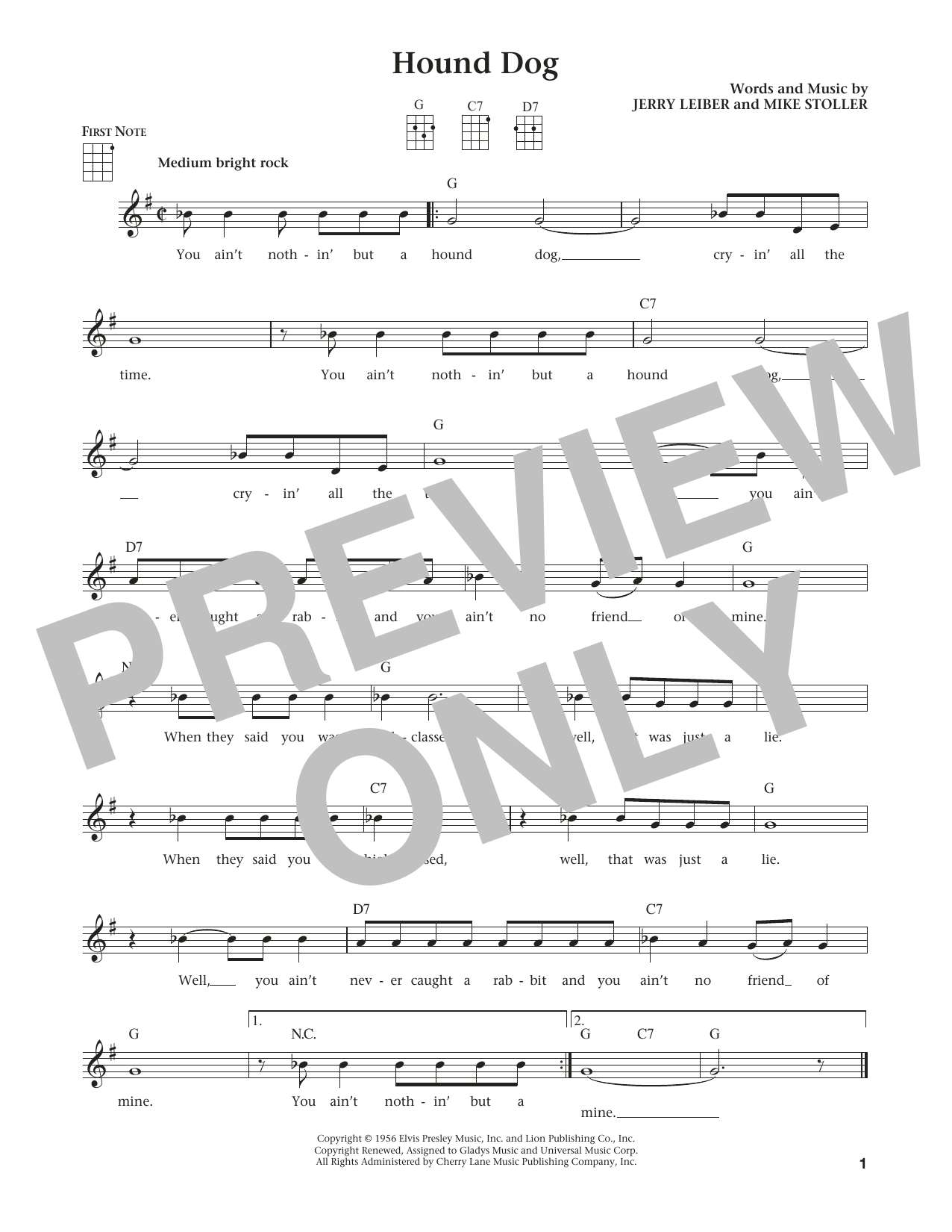 Product gallery: Page 1 of 1 Hound Dog (from The Daily Ukulele) (arr. Liz and Jim Beloff), Elvis Presley
