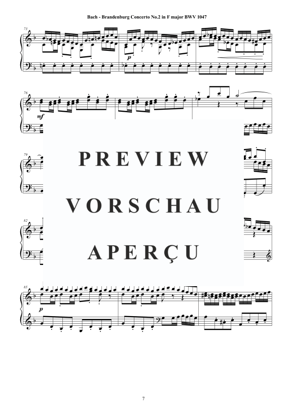Product gallery: Page 8 of 11 Brandenburg Concerto No. 2 in F major BWV 1047, , Solo Piano