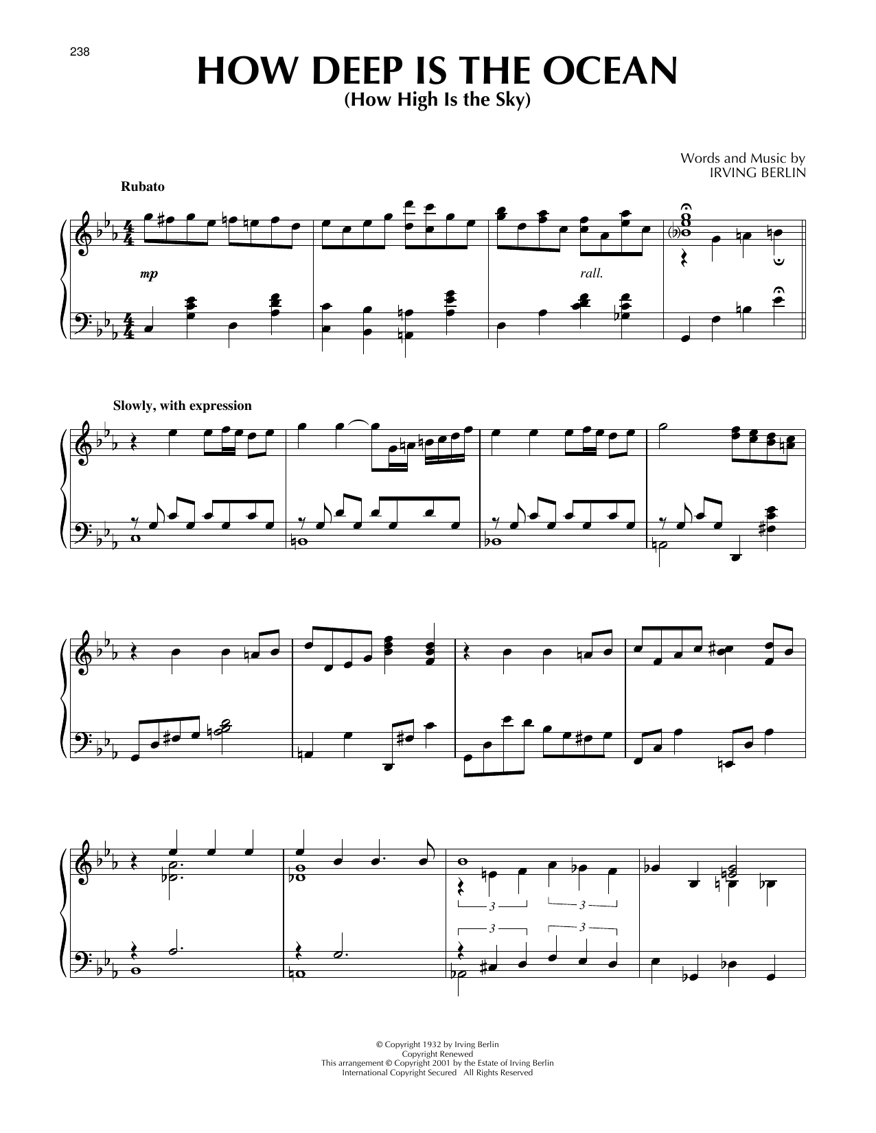 Product picture to: How Deep Is The Ocean (How High Is The Sky) (arr. Al Lerner)
