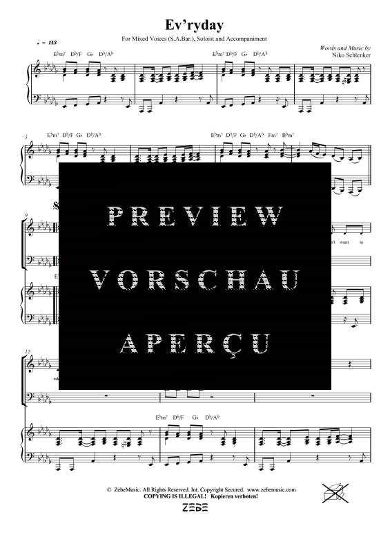 gallery: Ev´ryday, , Gemischter Chor SAM/Solo opt. und Klavier