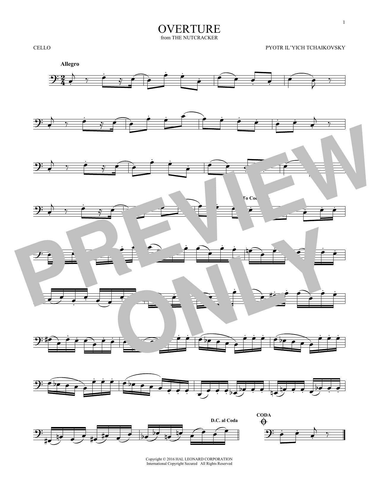 Produktgalerie: Seite 1 von 1 Overture, Pyotr Il'yich Tchaikovsky, Violoncello