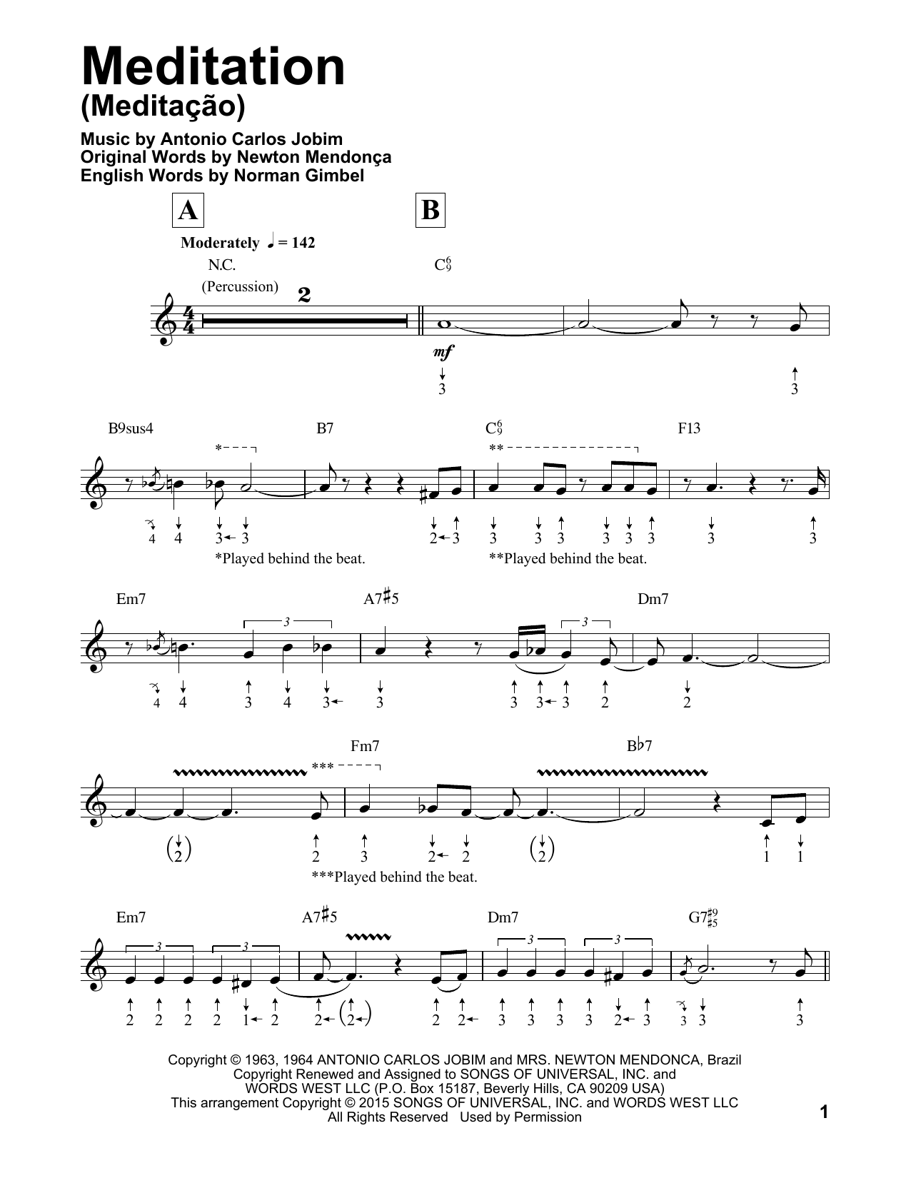 Product gallery: Page 1 of 1 Meditation (Meditacao) (arr. Will Galison), Antonio Carlos Jobim