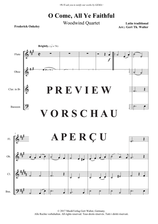 Produktgalerie: Seite 2 von 3 O Come, All Ye Faithful , , (Holzbläser Quartett)