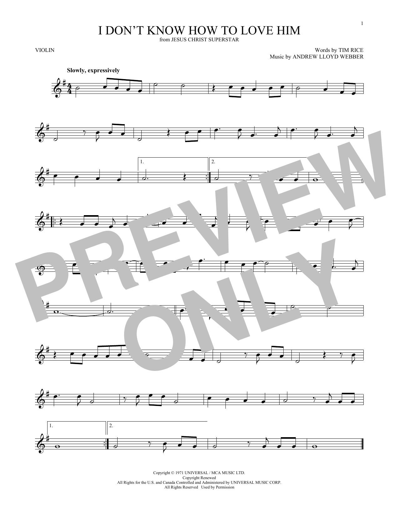 Product gallery: Page 1 of 1 I Don't Know How To Love Him, Andrew Lloyd Webber