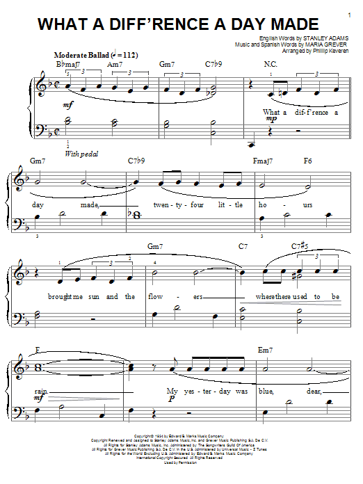 Product picture to: What A Diff'rence A Day Made (arr. Phillip Keveren)