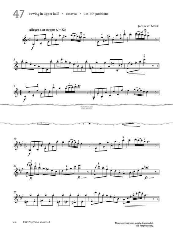 Produktgalerie: Seite 1 von 1 Study No.47 Allegro Non Troppo (from '80 Graded Studies For Violin Book One'), Jacques-Fereol Mazas, Violine