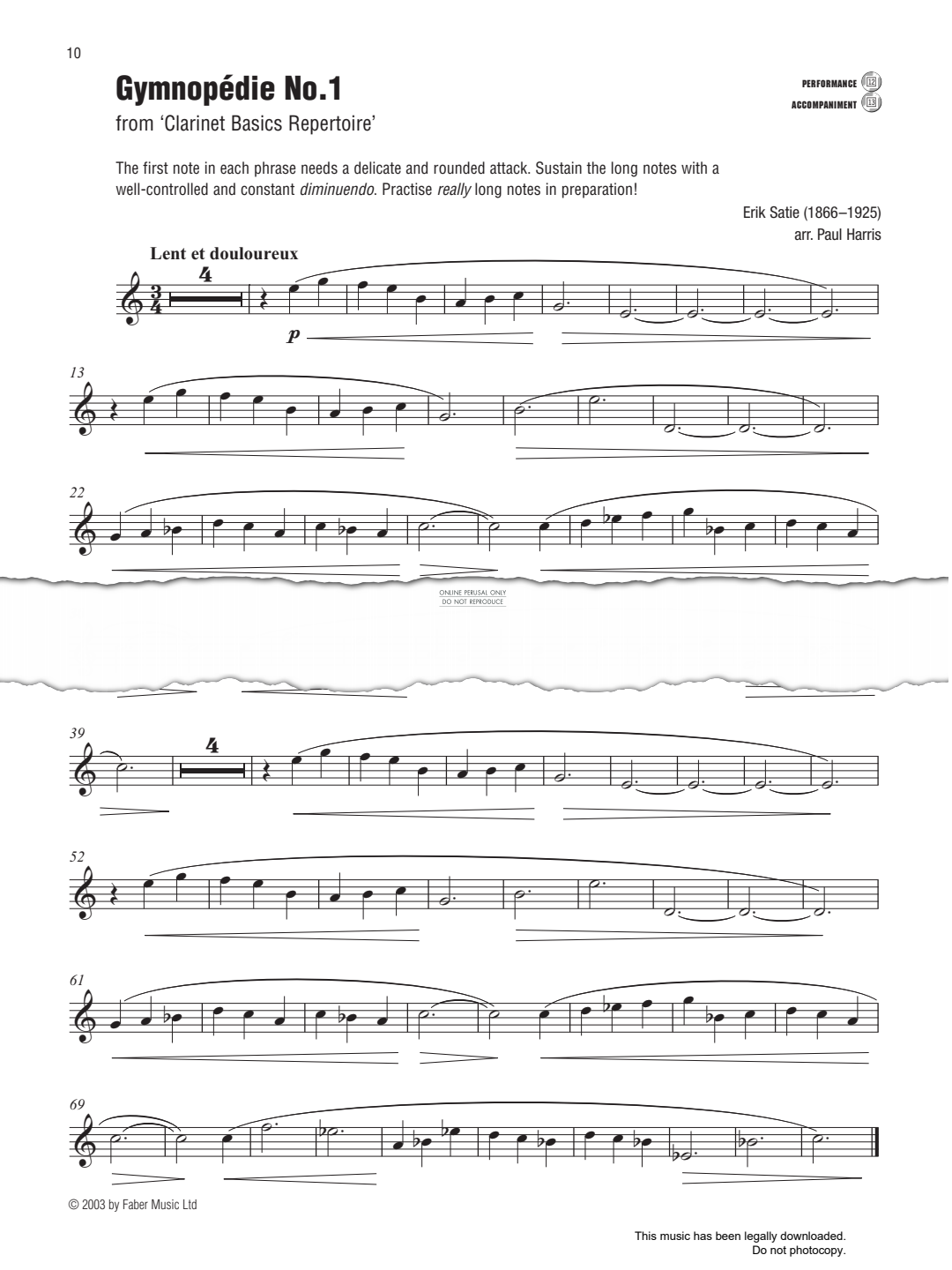 Produktgalerie: Seite 1 von 1 Gymnopédie No. 1 (from 'Clarinet Basics Repertoire'), Erik Satie, Klarinette, Klavier