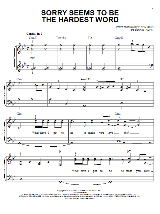 Produktgalerie: Seite 1 von 1 Sorry Seems To Be The Hardest Word, Elton John, Klavier