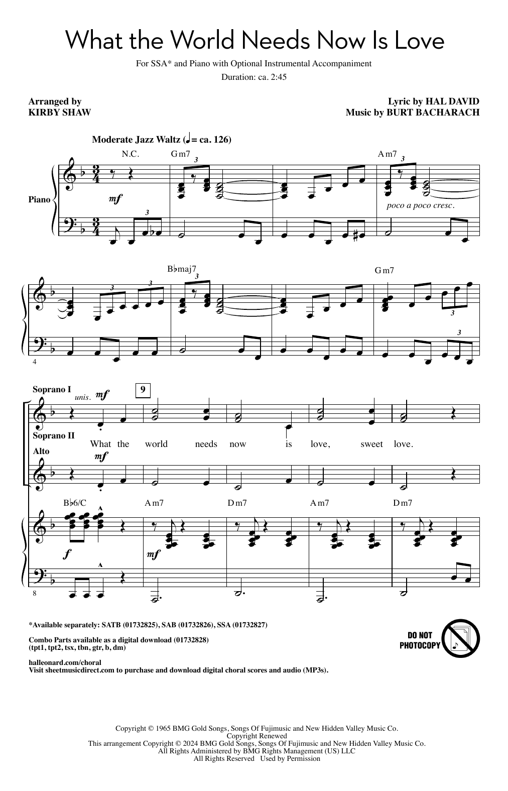 Produktgalerie: Seite 1 von 1 What The World Needs Now Is Love (arr. Kirby Shaw), Bacharach & David, Chor