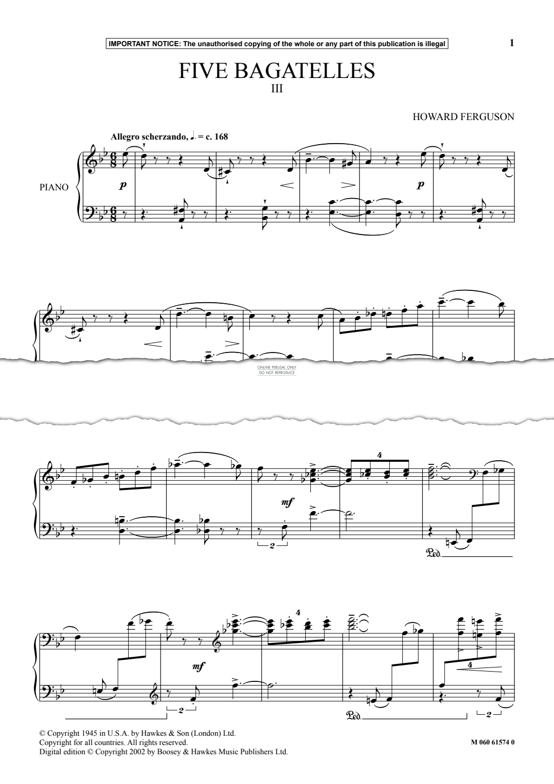 Produktgalerie: Seite 1 von 1 Five Bagatelles (III), Howard Ferguson, Klavier