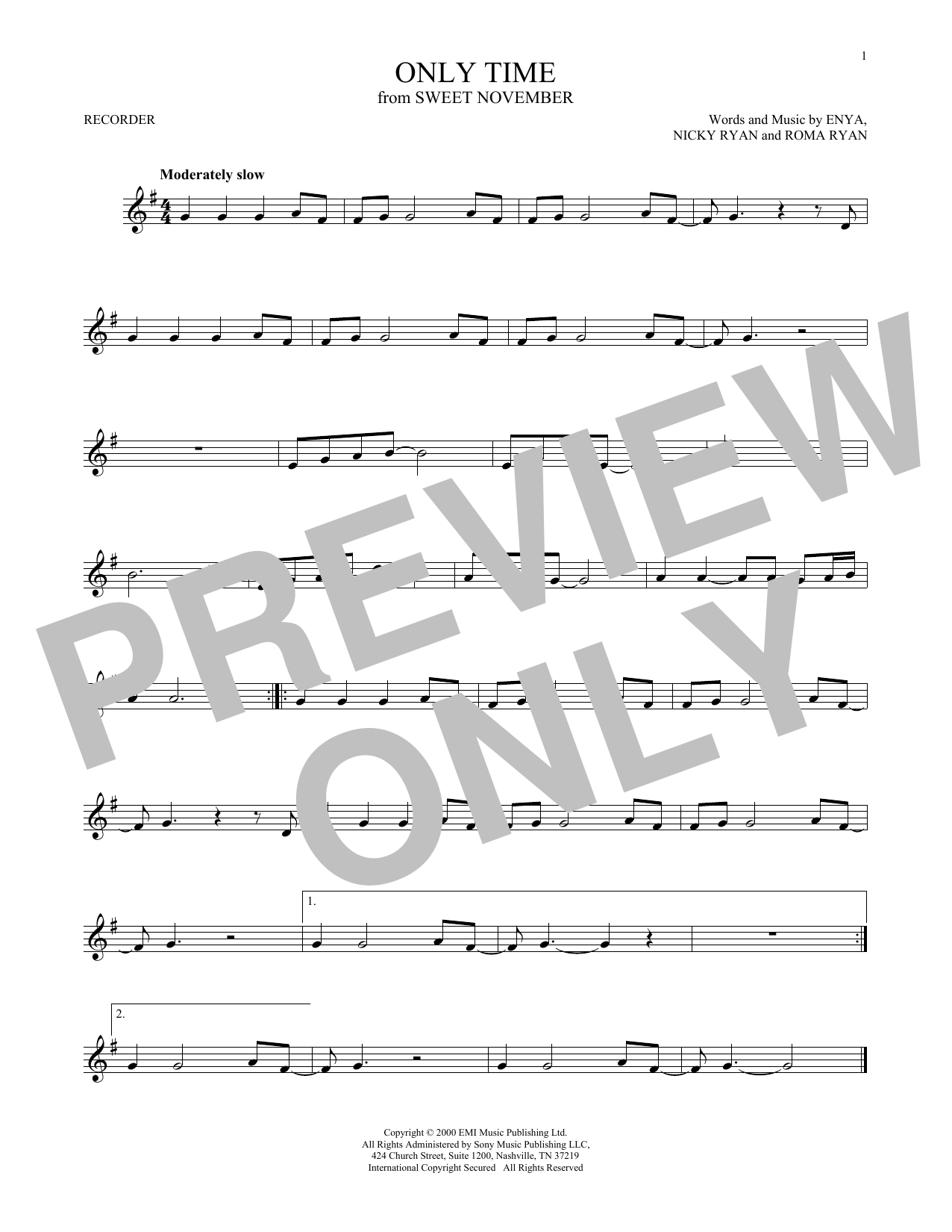Product gallery: Page 1 of 1 Only Time, Enya