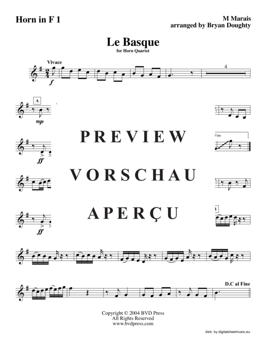 Produktgalerie: Seite 4 von 7 Le Basque , M. Marais (arr. Bryan Doughty), (Horn Quartett)