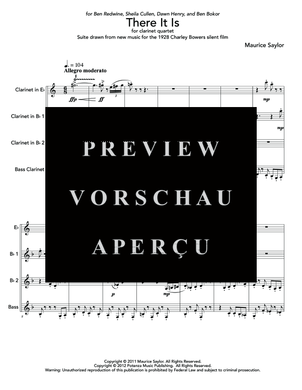 Product gallery: Page 5 of 11 There It Is, , (Clarinet Quartet)