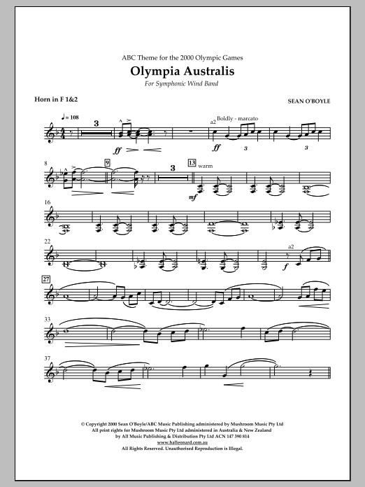 Produktbild zu:  Olympia Australis (Symphonic Wind Band) - F Horn 1,2 - 