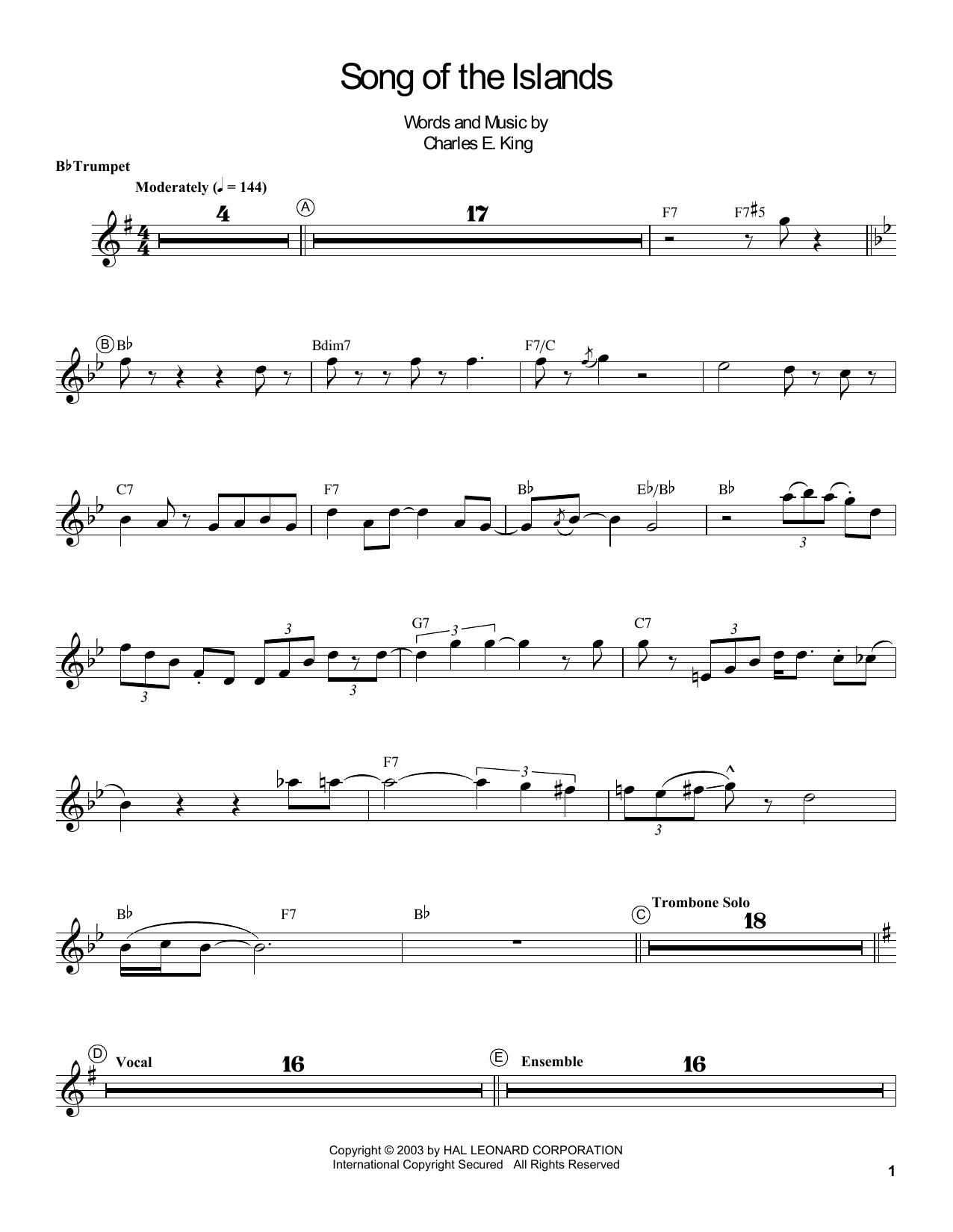 Produktgalerie: Seite 1 von 1 Song Of The Islands, Louis Armstrong, Trompete