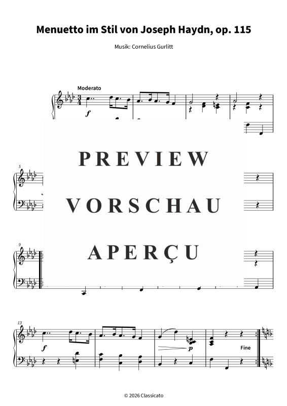 Produktgalerie: Seite 5 von 6 Menuetto im Haydn-Stil über "Ach du lieber Augustin", , Klavier Solo