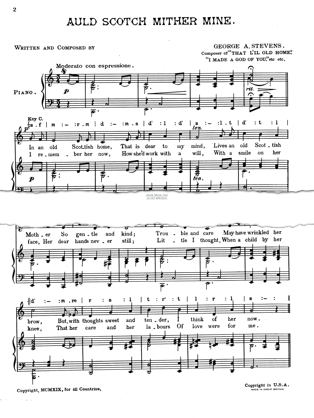Produktgalerie: Seite 1 von 1 Auld Scotch Mither Mine, George A. Stevens, Gesang, Klavier