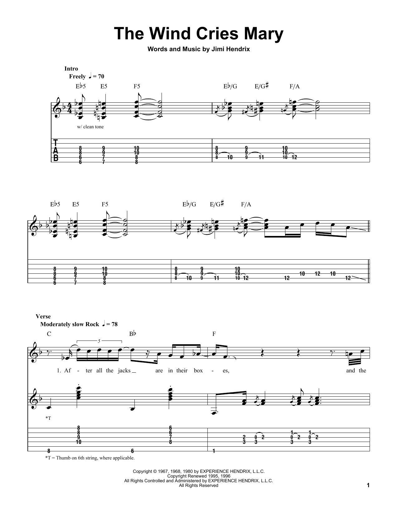 Product gallery: Page 1 of 1 The Wind Cries Mary, Jimi Hendrix