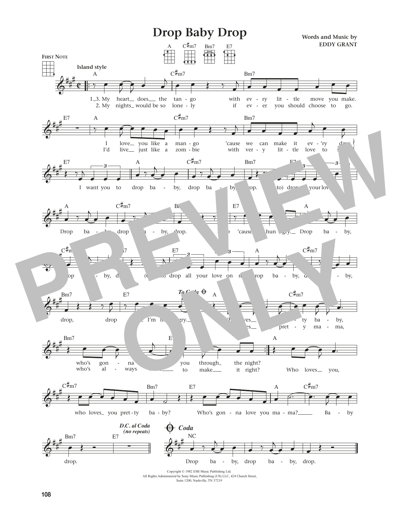 Produktgalerie: Seite 1 von 1 Drop Baby Drop (from The Daily Ukulele) (arr. Jim Beloff), Eddy Grant, Ukulele