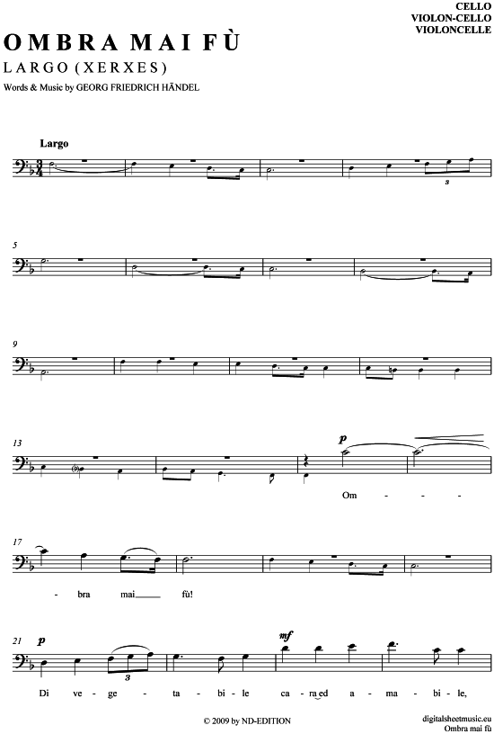 Produktgalerie: Seite 1 von 3 Largo - Ombrai Ma Fu , Wunderlich, Fritz, (Violon-Cello)
