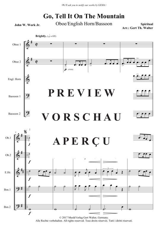Produktgalerie: Seite 2 von 3 Go Tell It On The Mountain , , (2x Oboe, Englischhorn, 2x Fagott)