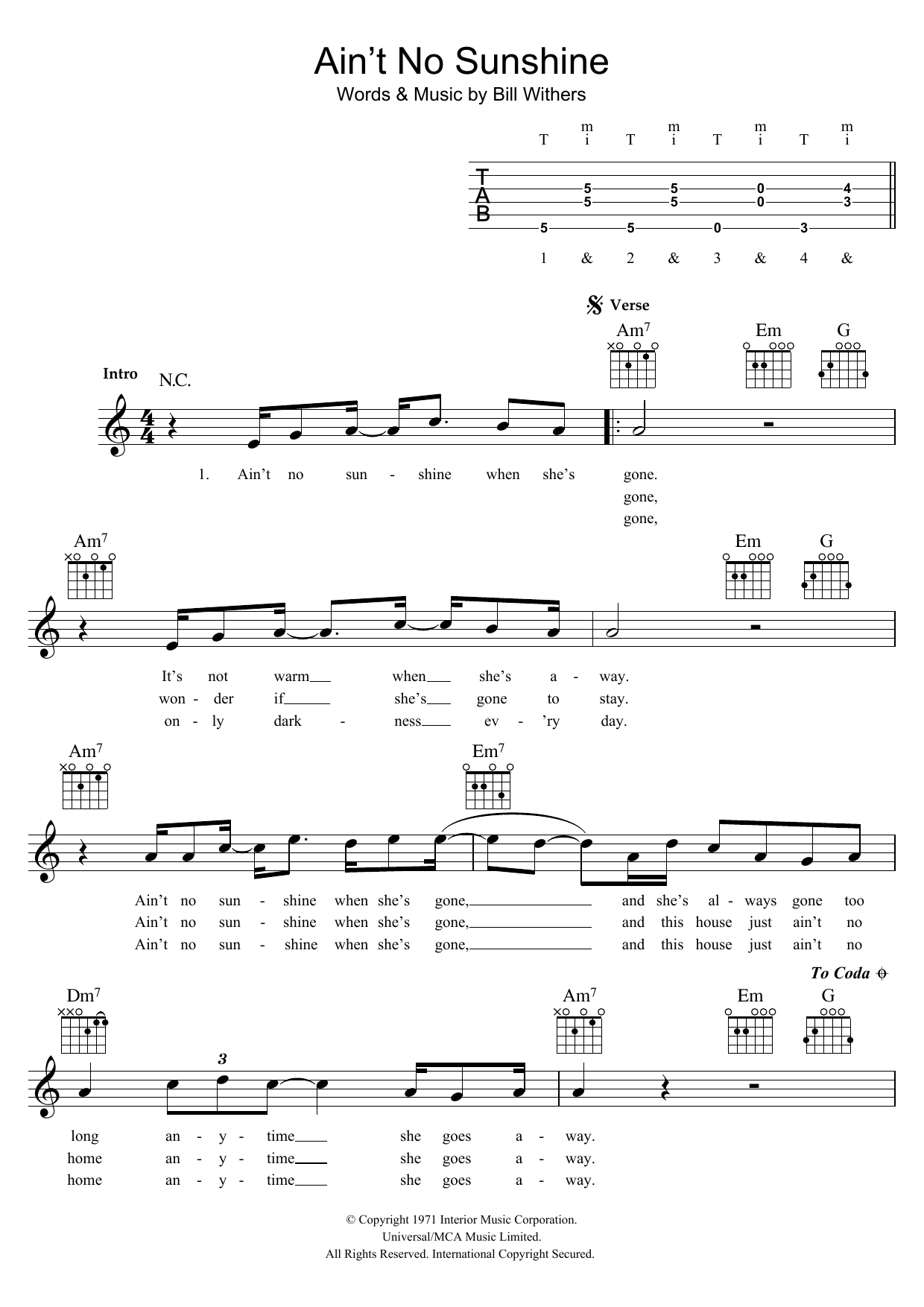 Produktgalerie: Seite 1 von 1 Ain't No Sunshine, Bill Withers