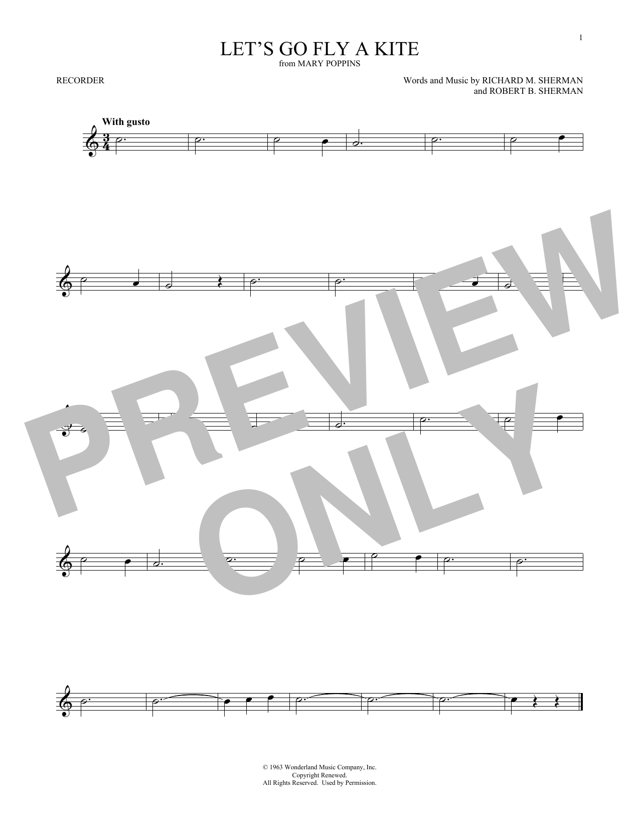 Product gallery: Page 1 of 1 Let's Go Fly A Kite (from Mary Poppins), Sherman Brothers