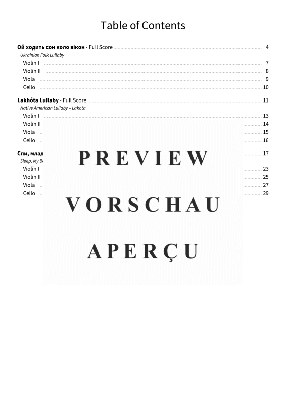 gallery: Three International Lullabies, , String quartet