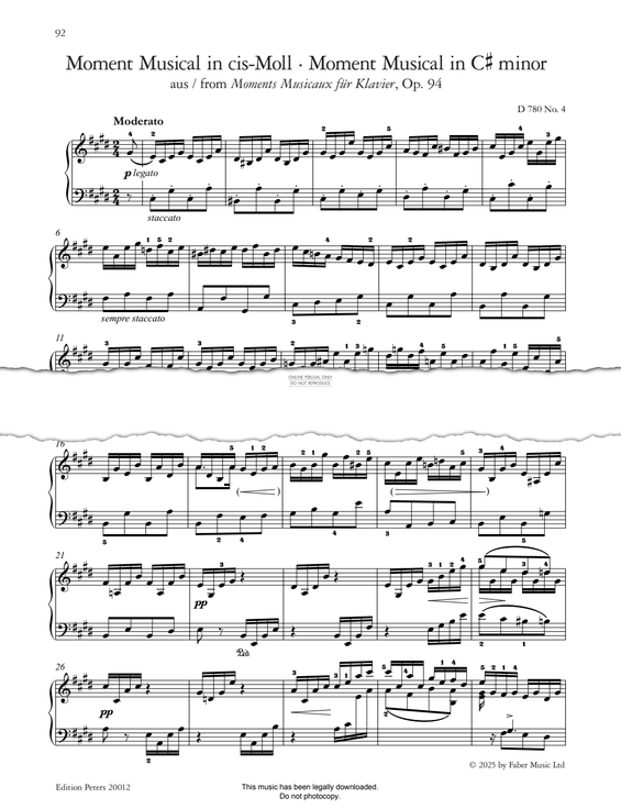 Produktgalerie: Seite 1 von 1 Moment Musical in C# minor, Op. 94, D 780, Franz Schubert, Klavier