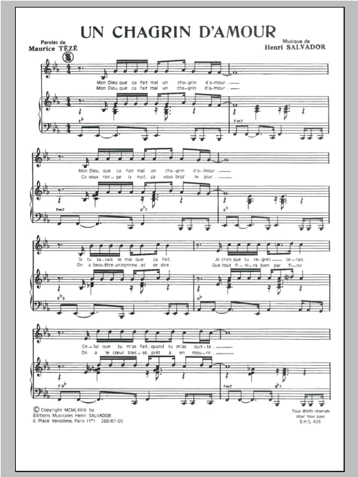Produktgalerie: Seite 1 von 1 Chagrin D'amour, Henri Salvador, Gesang, Klavier
