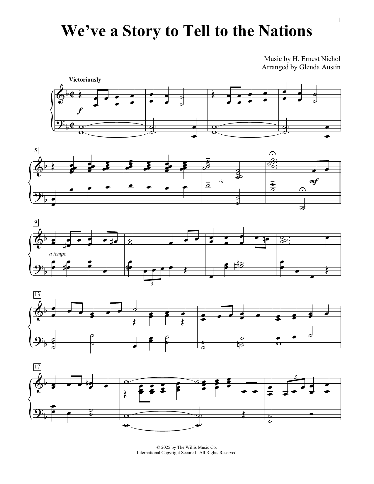 Product picture to: We've A Story To Tell To The Nations (arr. Glenda Austin)