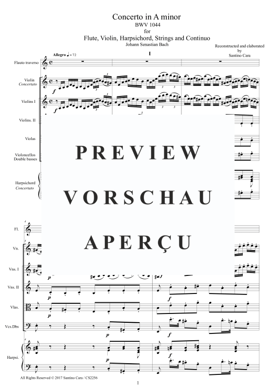 Product gallery: Page 2 of 11 Concerto in A minor BWV 1044, , Mixed Ensemble Flute, Violin, Strings and Harpsichord Bc