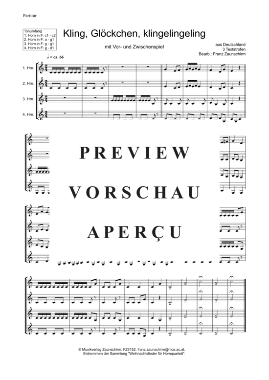 Product gallery: Page 2 of 6 Kling, Glöcklein kling , , (Horn Quartet)