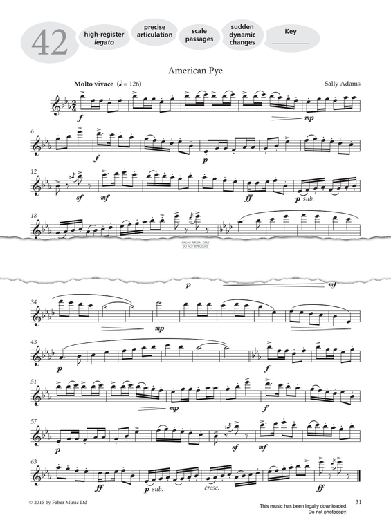 Product gallery: Page 1 of 1 Study No.42 American Pye (from 'More Graded Studies For Flute Book One'), Sally Adams