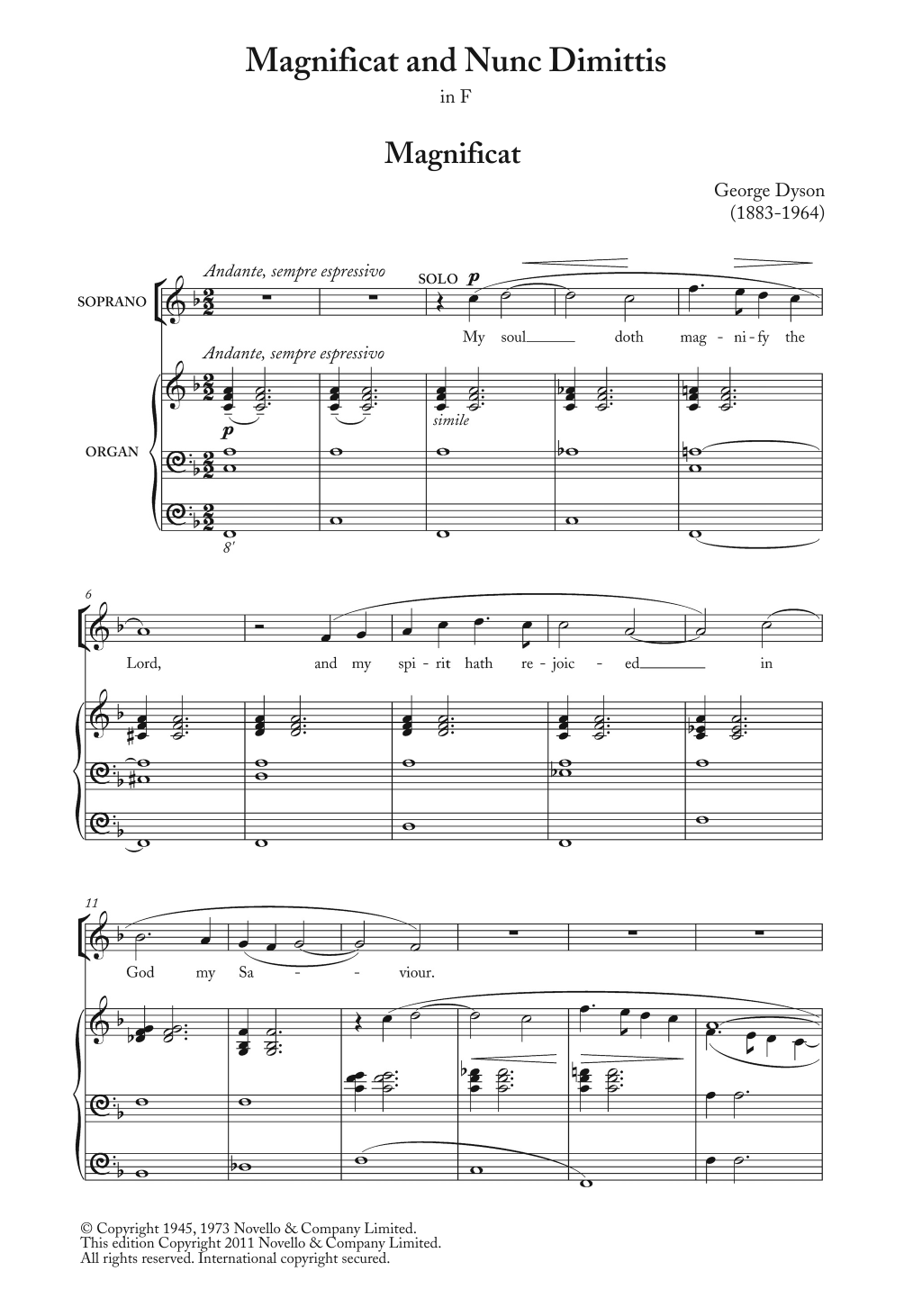 Product picture to: Magnificat And Nunc Dimittis In F