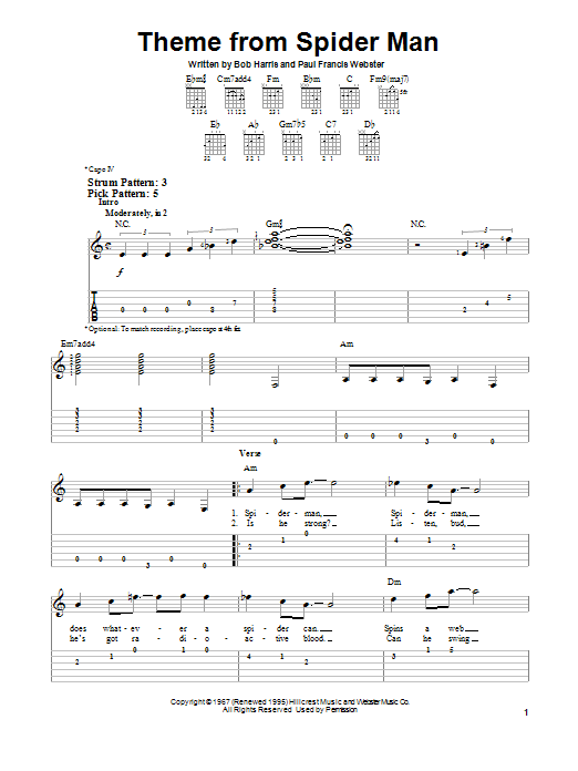 Product gallery: Page 1 of 1 Theme From Spider-Man, Paul Francis Webster