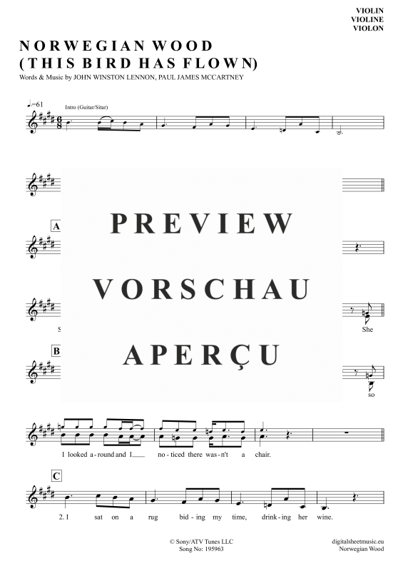 Produktgalerie: Seite 2 von 3 Norwegian Wood, Beatles, The, (Violine)