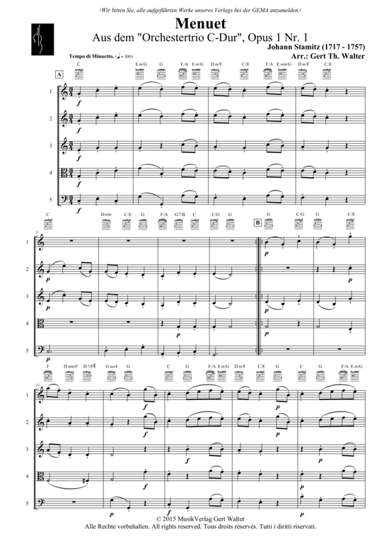 Produktbild zu: Menuet Johann Stamitz