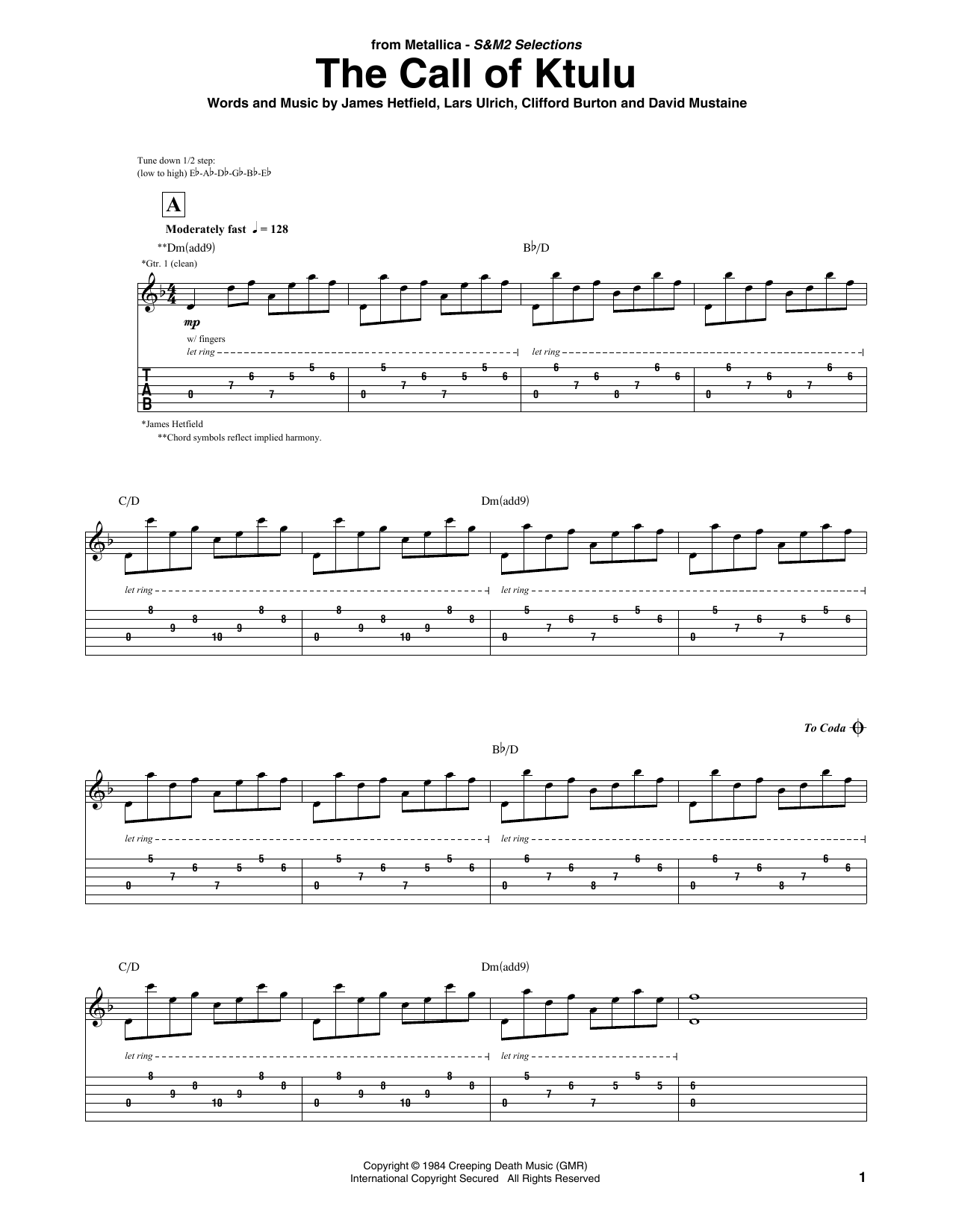 Produktgalerie: Seite 1 von 1 The Call Of Ktulu, Metallica, Gitarre